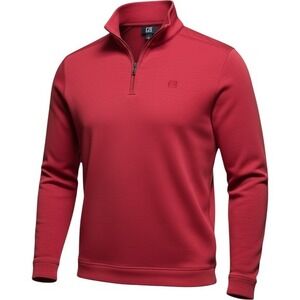Cutter & Buck Mens Red Peruvian Pima Cotton Quarter Zip Sweater Large